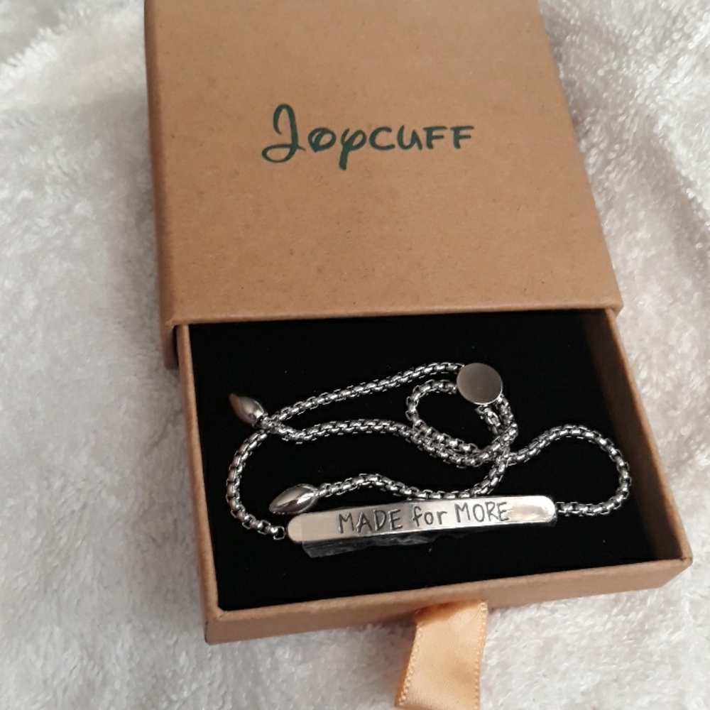 NWT Silver tone cinch bracelet "MADE for MORE"